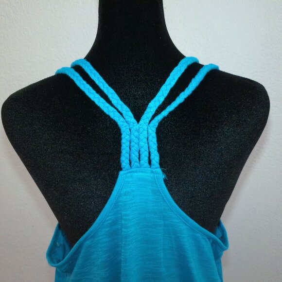No boundaries, Blue palm trees tank top, with braided straps design. - Picture 6 of 10